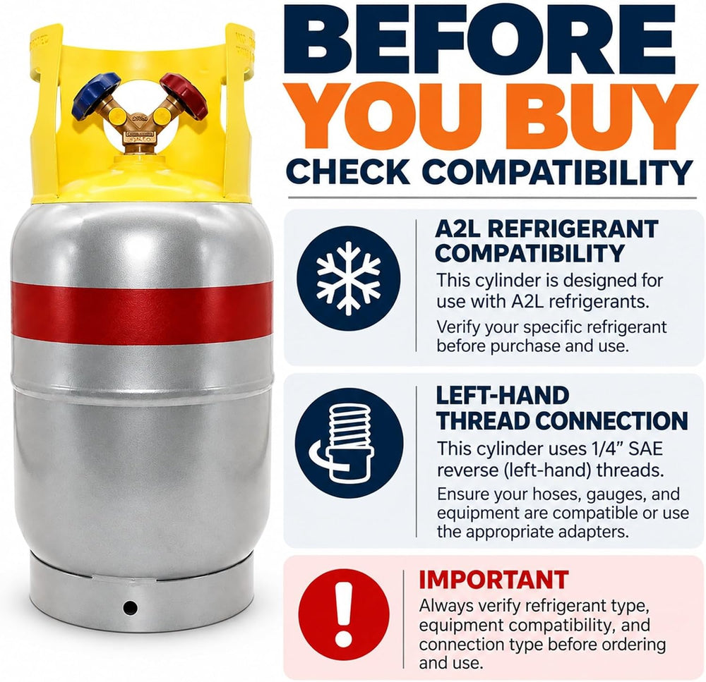 Flame King 30LB A2L Refrigerant Recovery Cylinder Tank, 400 PSI, Dual Y-Valve...