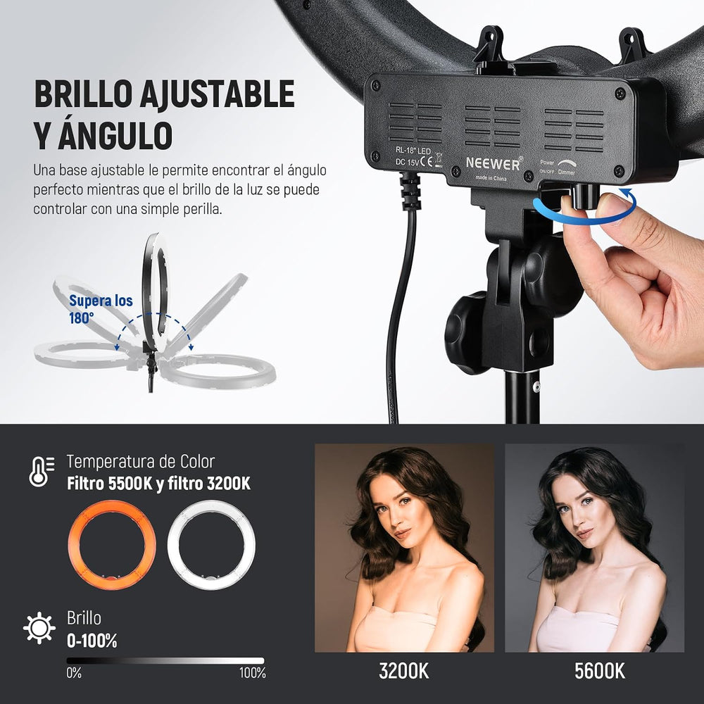 NEEWER RL-18 Ring Light 18inch Kit: 55W 5600K Professional LED with Stand