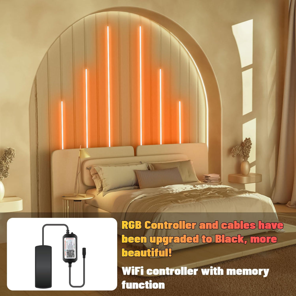 Lichaser RGB Black LED Strip Light for Wood Slat Wall Panel, 6 Pcs WiFi Smart...