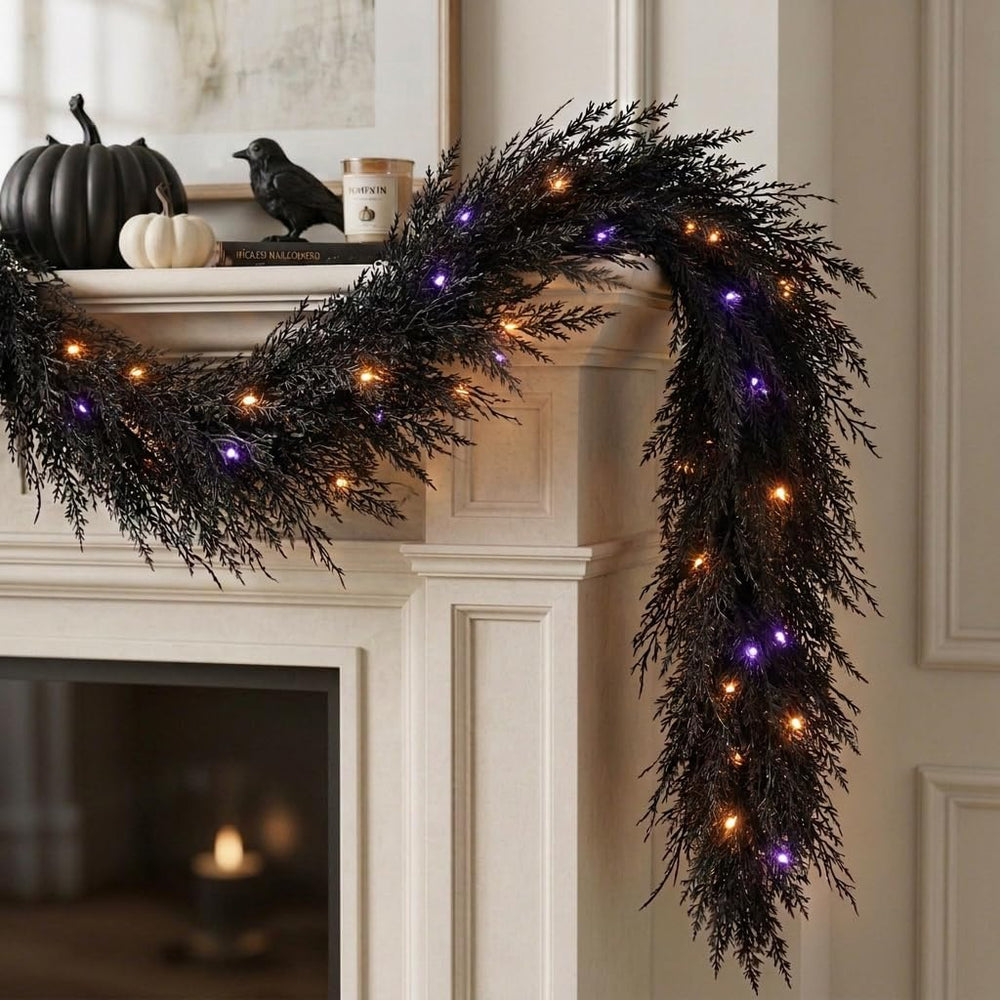 Valery Madelyn 9ft Artificial Norfolk Pine Halloween Garland for Mantle