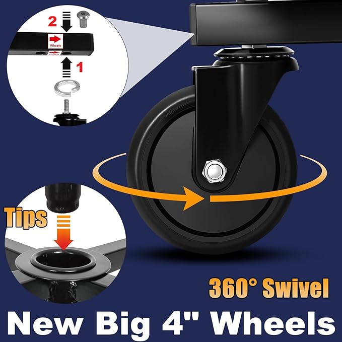 Rolling Stool with Wheels, Adjustable Shop Stool Mechanic Chair Seat Garage