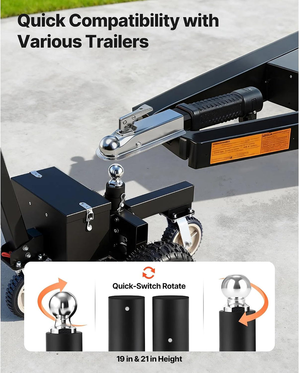 3600 Lbs Electric Trailer Dolly, DC 24V 800W Motorized Mover with 2 & 1-7...