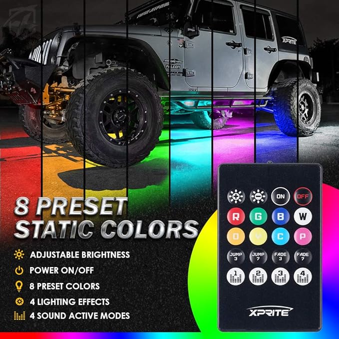 Xprite 4Pcs Underglow LED Lights