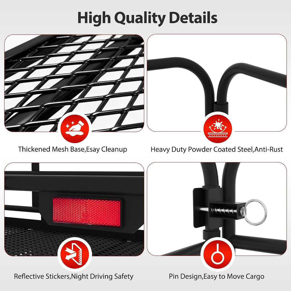500 LBS Folding Hitch Cargo Carrier Basket 60" X 24" X 14.4"+ ...