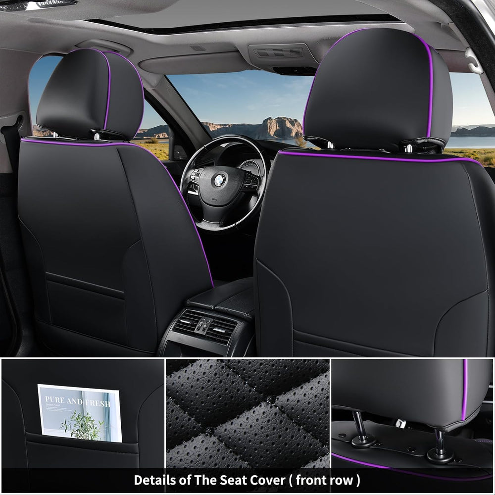 Coverado Leather Seat Covers, Car Seat Covers Full Set, Nappa Leather Seat Co...