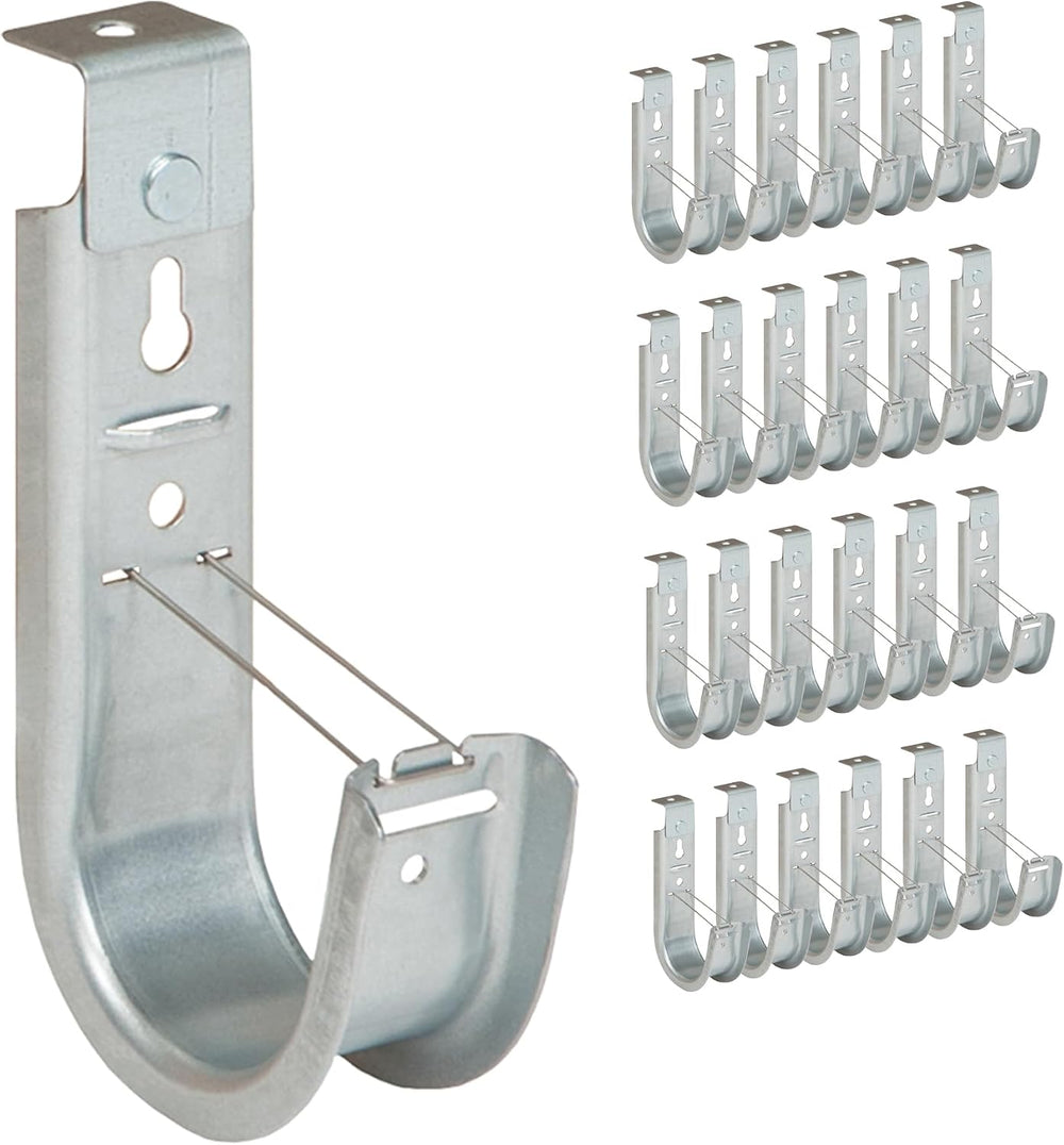 ICC 2-Inch Ceiling J Hook Cable Management Hook, Retainer Clip, 25-Pack