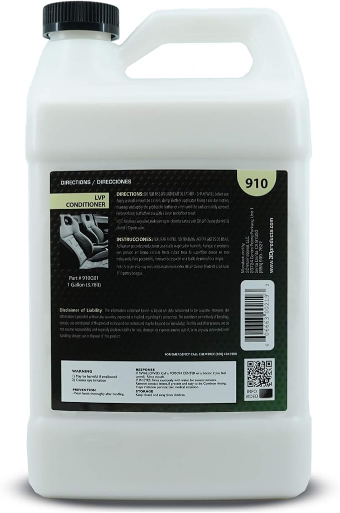 3D Leather, Vinyl & Plastic Conditioner | Restores, Conditions & Prot...
