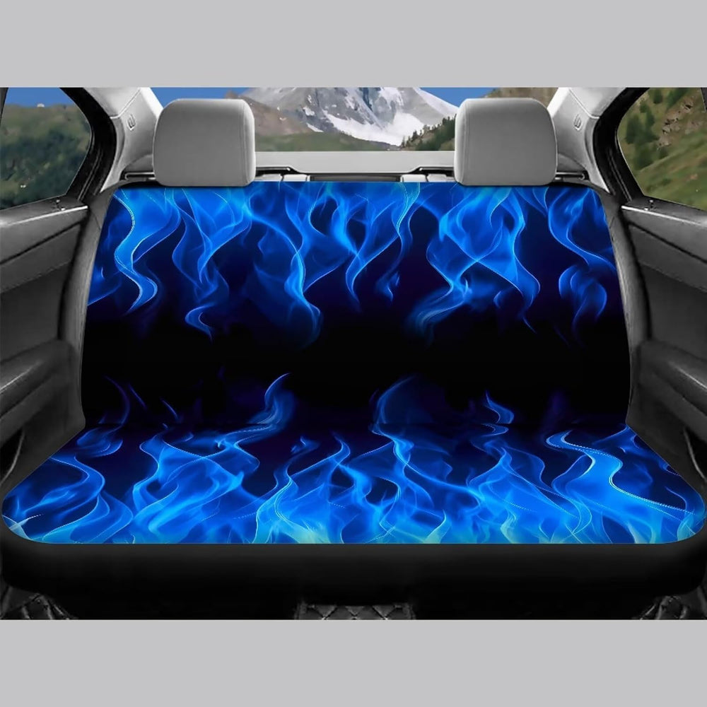 Car Seat Covers Full Set for Women Blue Fire Front Back Seat Protector Cover ...