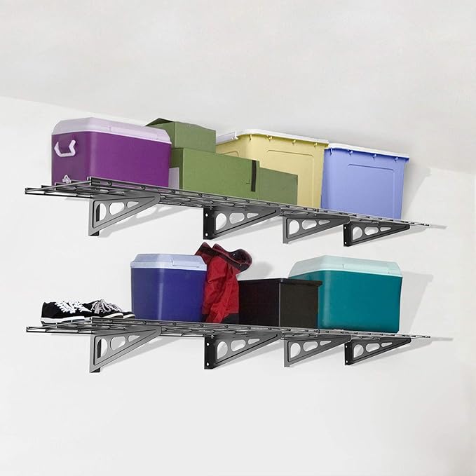 FLEXIMOUNTS 12-inch-by-72-inch Wall Shelf Garage Storage Rack Wall Mounted (2...