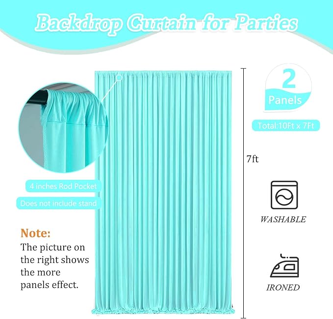 10 x 7 Feet Blue-Green Backdrop Curtain for Partie, Background Curtains for P...