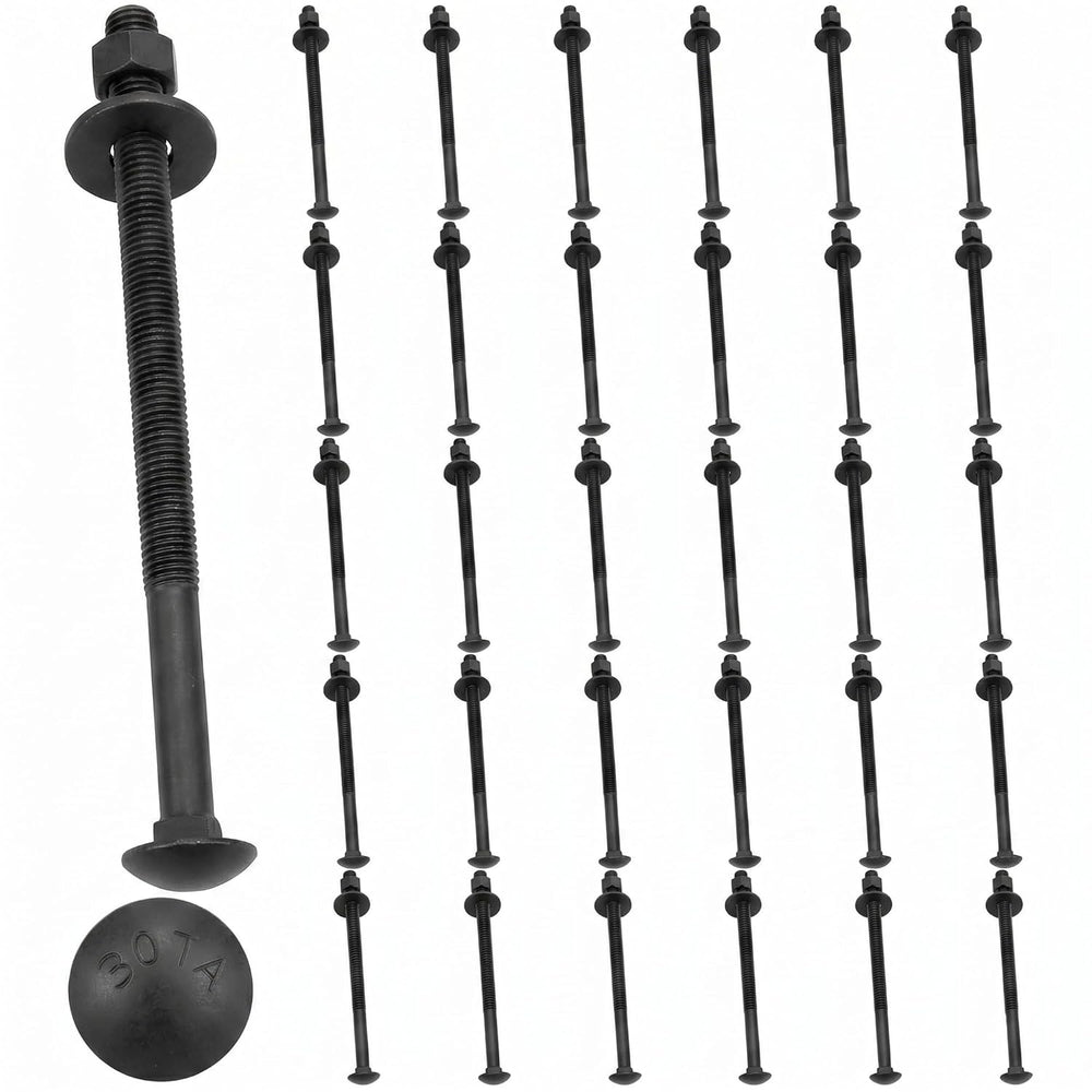 Therwen 30 Pack 1/2" X 10" Black Ceramic Carriage Bolts, 307A Grade