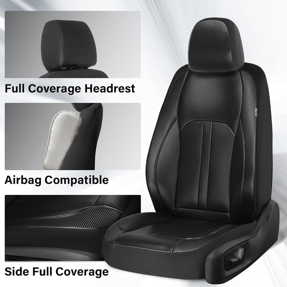 Coverado Leather Car Seat Covers Full Set & Carbon Fiber, Waterproof and ...