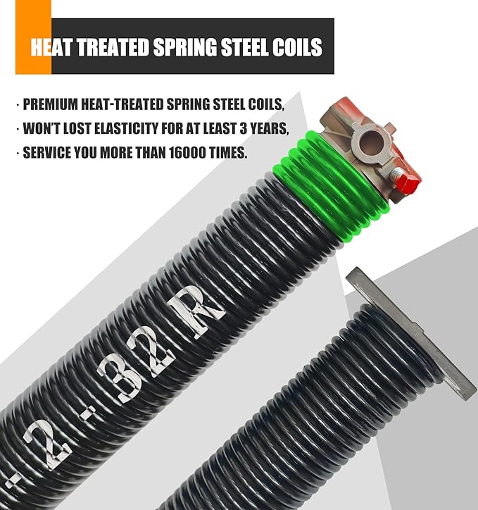 Garage Door Torsion Spring Set, Pair of 2" Electrophoresis Coated Garage...