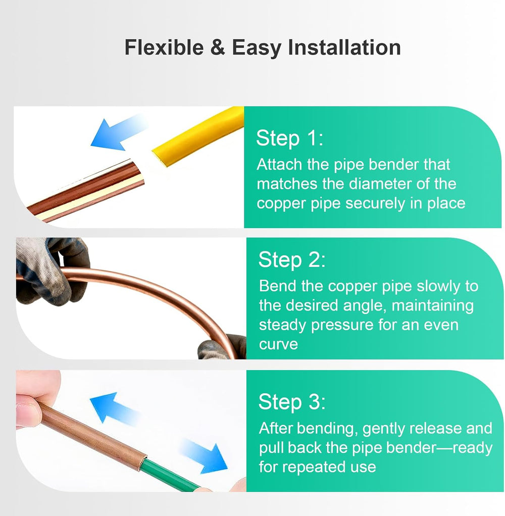 4PCS Copper Tubing Pipe Bender Kit, 4M Built-in Bending Strips for 1/4”, 3/8”...