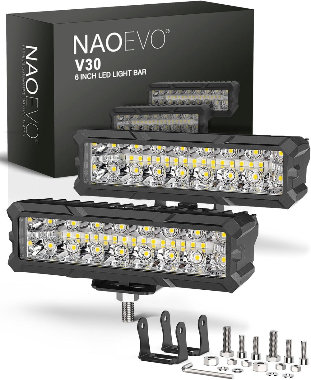 NAOEVO 6 Inch LED Light Bar, 50W 4000LM LED Fog Lights for Trucks, White