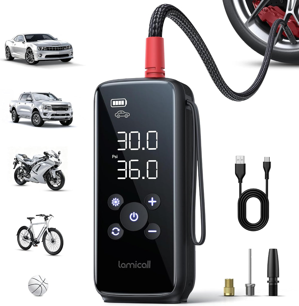 Car Tire Inflator Portable Air Compressor, 4X Faster, 150 PSI, 110W