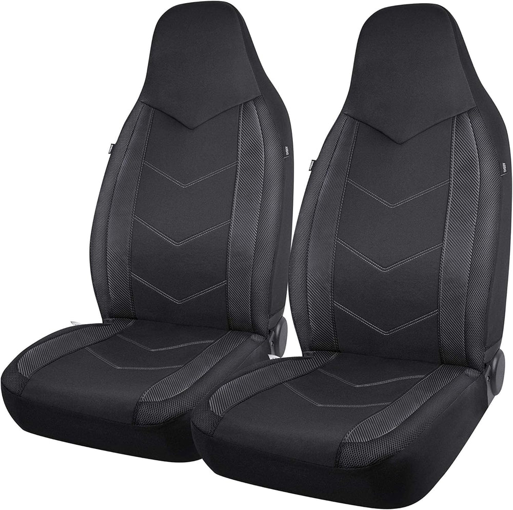 PIC AUTO Car Seat Covers - High Back Front Sports Carbon Fiber & Mesh Des...