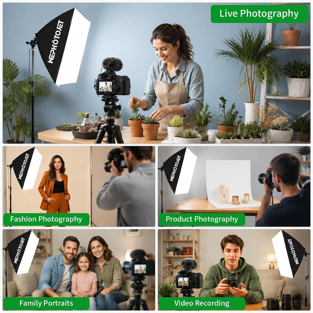 Photography Softboxes Kit with 8.6x10ft Backdrop Stands