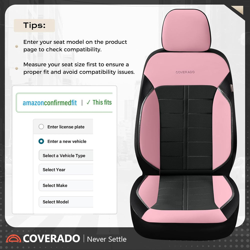 Coverado Car Seat Covers Front Seats Luxury Faux Leather Waterproof Seat Cove...
