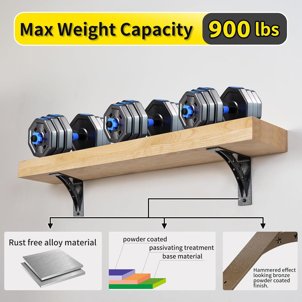 Heavy Duty Shelf Brackets，max Load 900 LBS,Premium Alloy Metal Mantel Bracket...