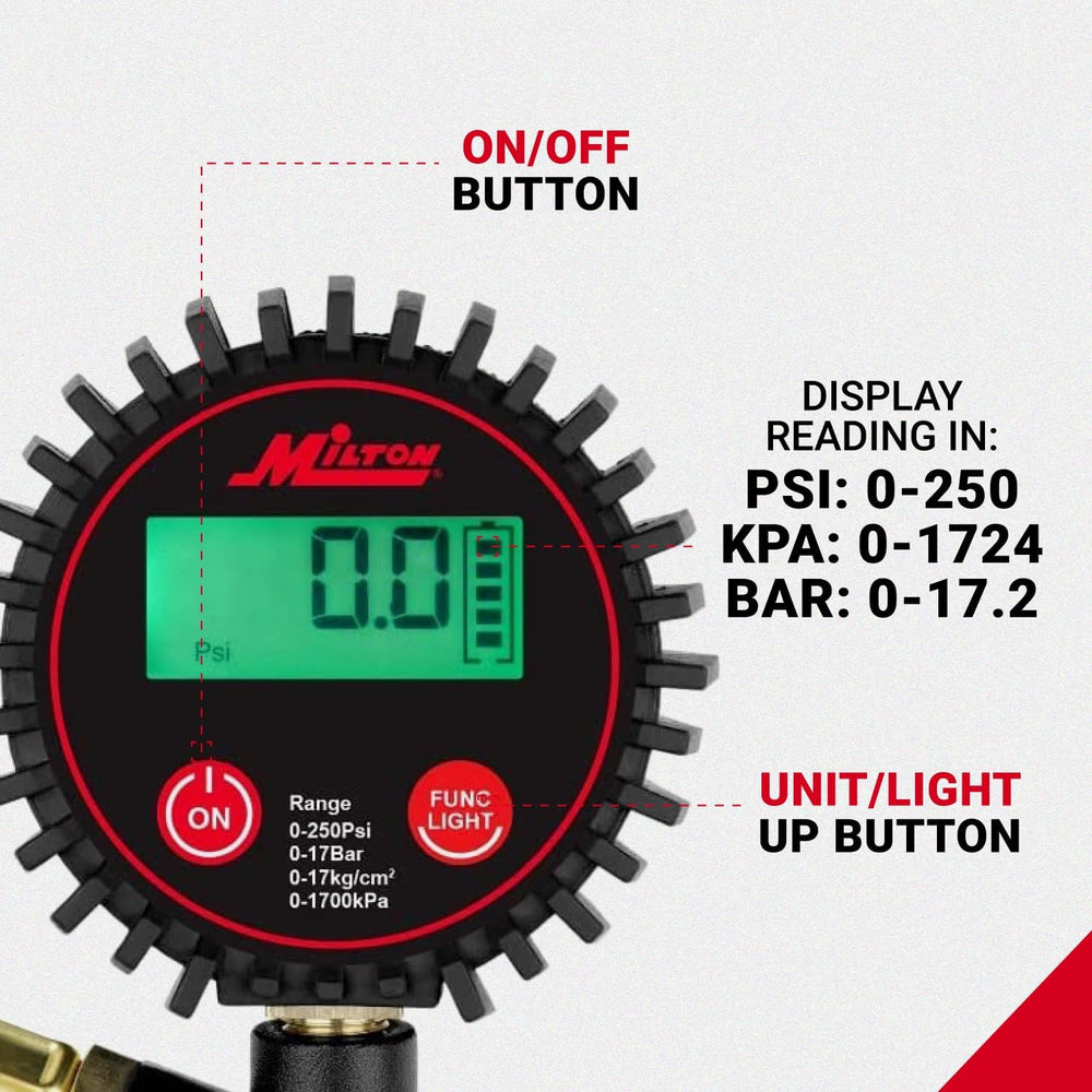 Milton 507KIT Digital Tire Inflator Car Accessories w/Accurate Air Tire Press...