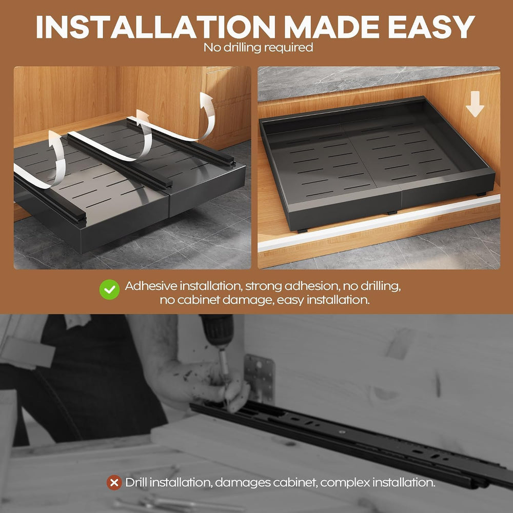 4 Pack Expandable Pull Out Cabinet Organizer 21"Deep With Raising Pad fo...