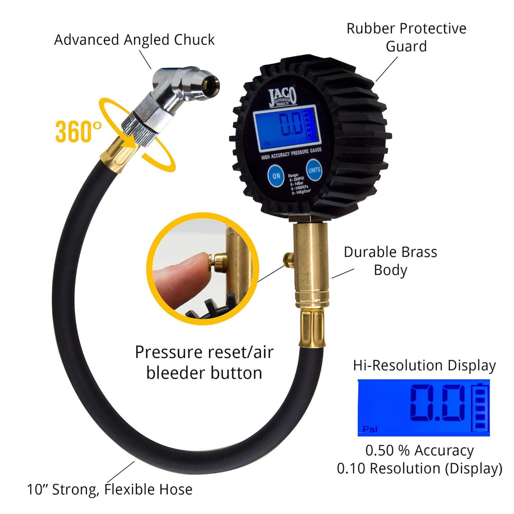 JACO Superior Products ElitePro Digital Tire Pressure Gauge - Professional Ac...