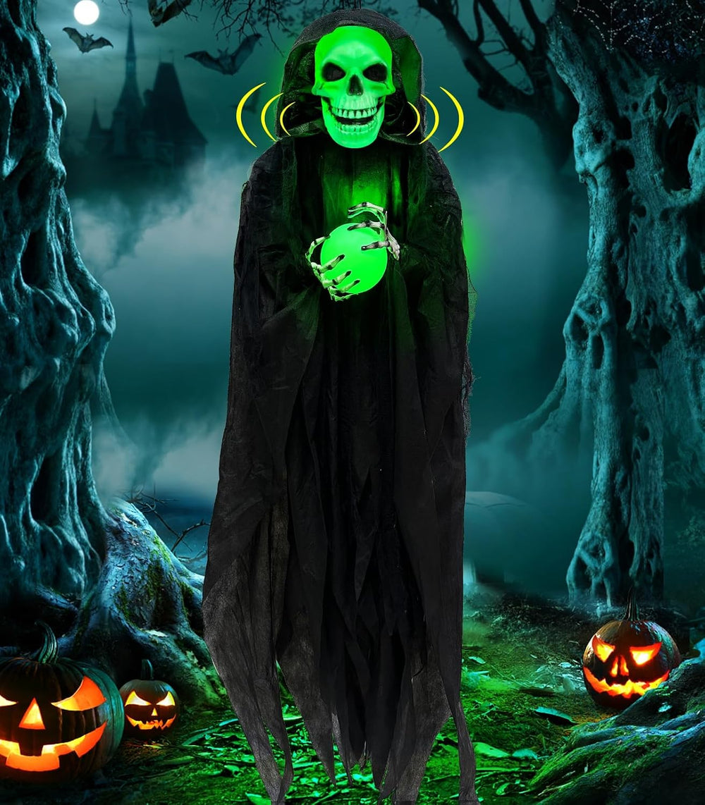 65" Halloween Animatronic Grim Reaper Decorations Outdoor