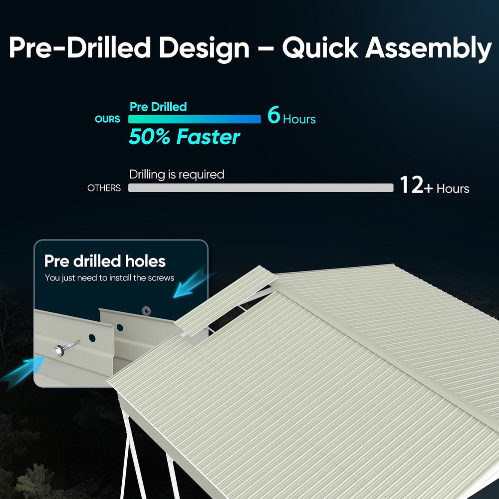20x20 FT Heavy Duty Metal Carport with Vertical Roof, Pre-Drilled All Weather...