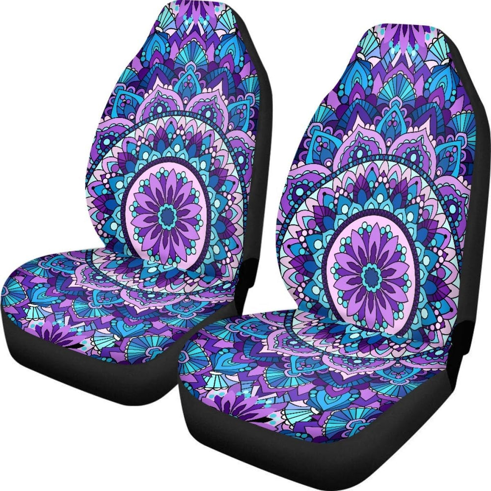 Pehede Car Seat Cover Purple Mandala Flower Pattern Front for Cars, Easy to I...