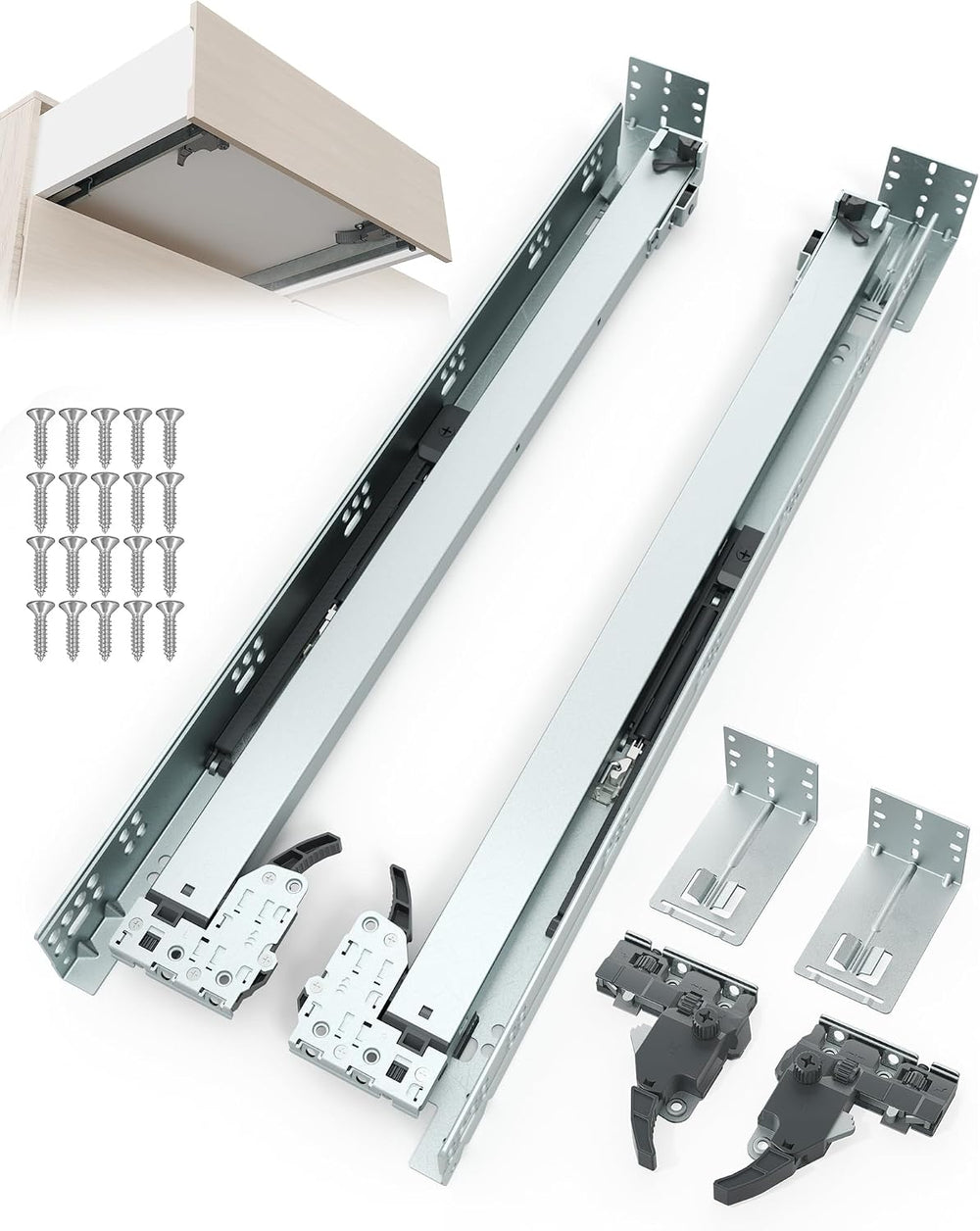 Chibery 1 Pair 21 Inch 5D Undermount Soft Close Drawer Slides, Full Extension...