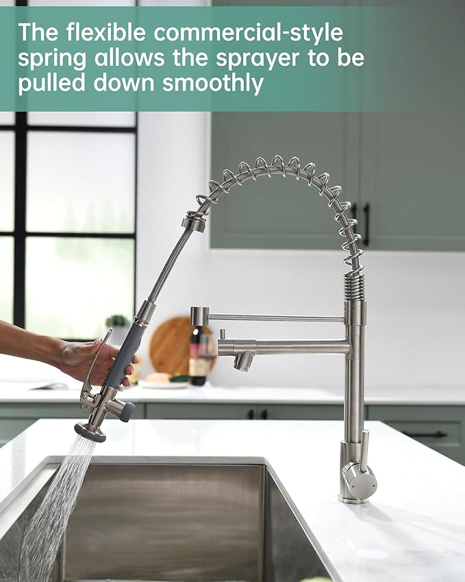 Fapully Commercial Pull Down Kitchen Sink Faucet