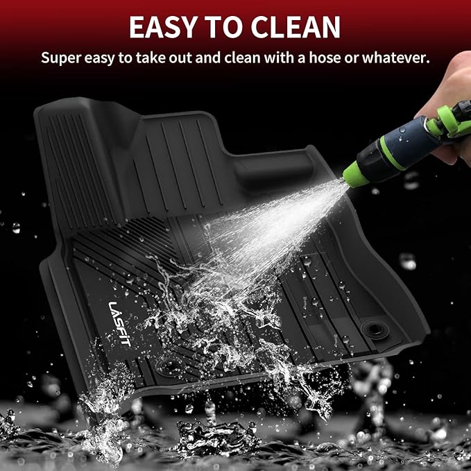 LASFIT Floor Mats for Toyota Tundra 2014-2021 CrewMax Cab, All Weather Custom