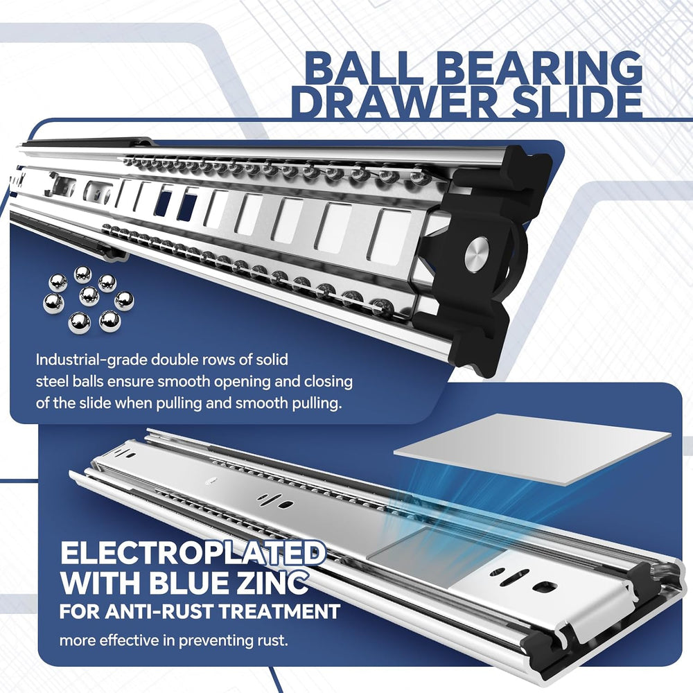 ToBeGreat 1 Pair Heavy Duty Drawer Slides 12 Inch 150 lb Load Capacity Side M...