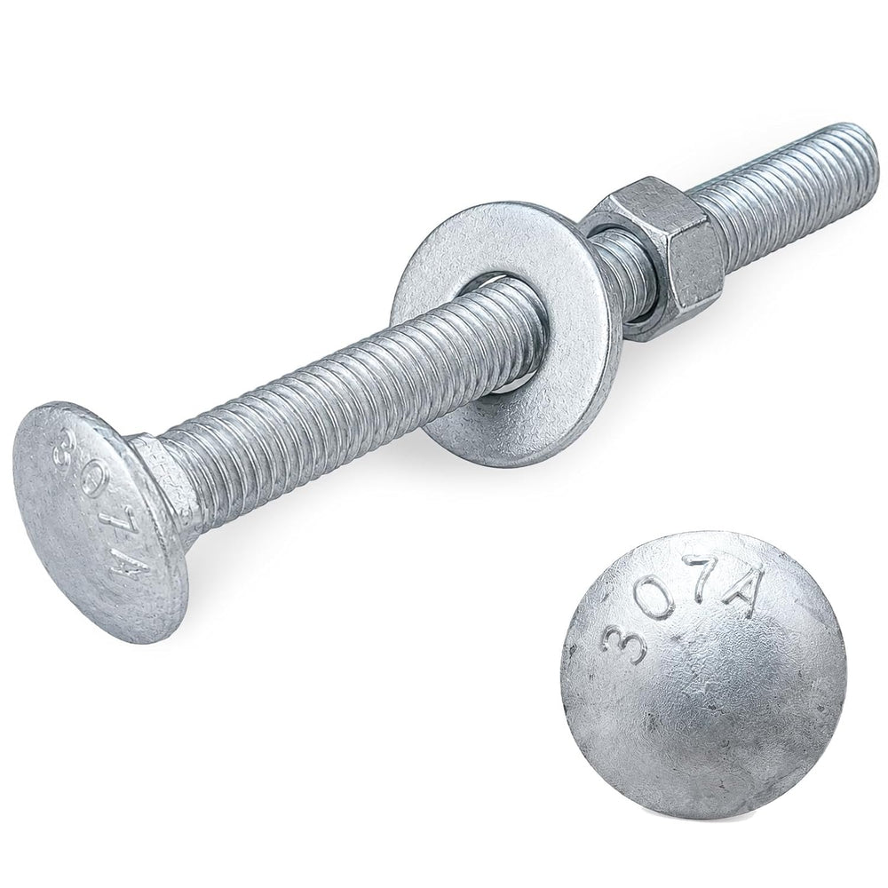 3/8" x 4-1/2" Carriage Bolt Kit 50 Pack, Grade 307A, Hot Dip Galvan...