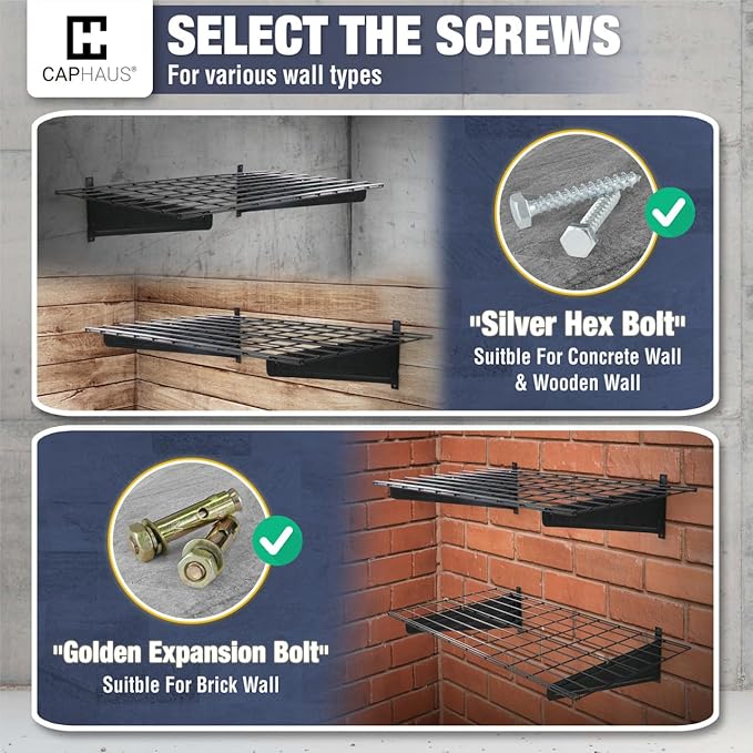 CAPHAUS 2-Pack Garage Shelving Wall Mounted 72x18 Inch, Heavy Duty Metal Wall
