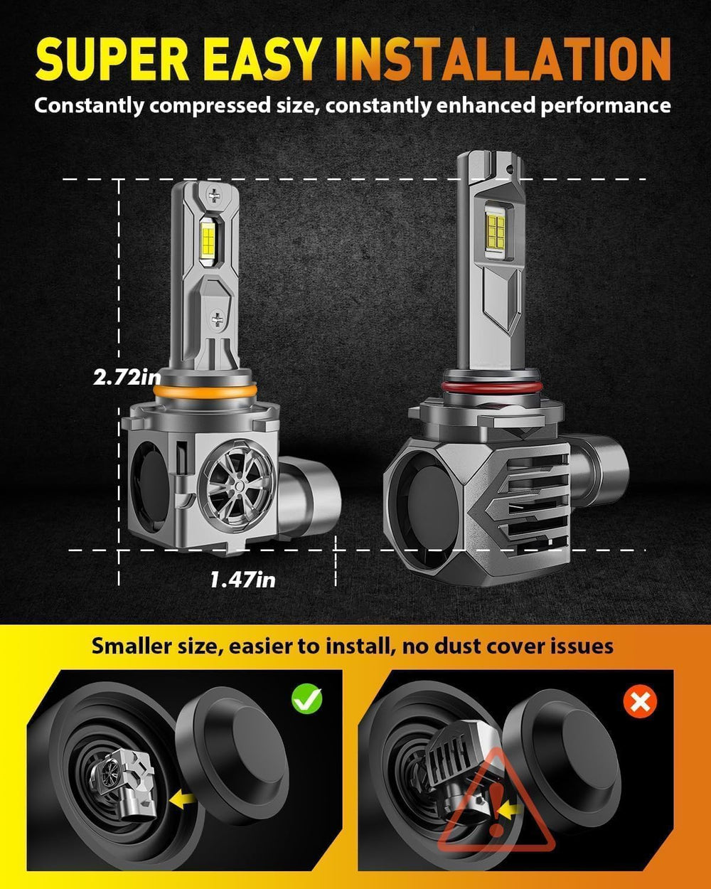 Termitor Upgraded H11/H9 Light Bulbs, 96,000LM Ultra Bright Output, 6500K Coo...