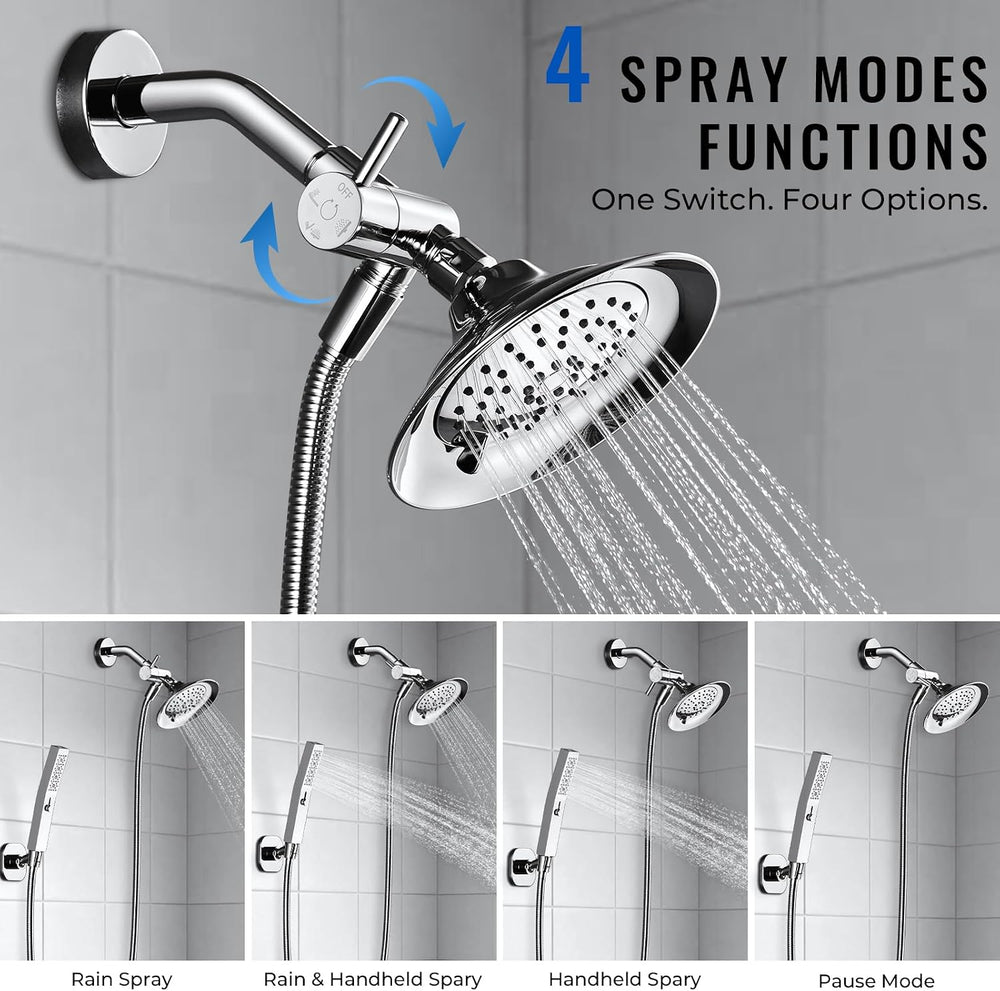 G-Promise All Metal High Flow Shower Diverter with Adhesive Holder(Chrome)