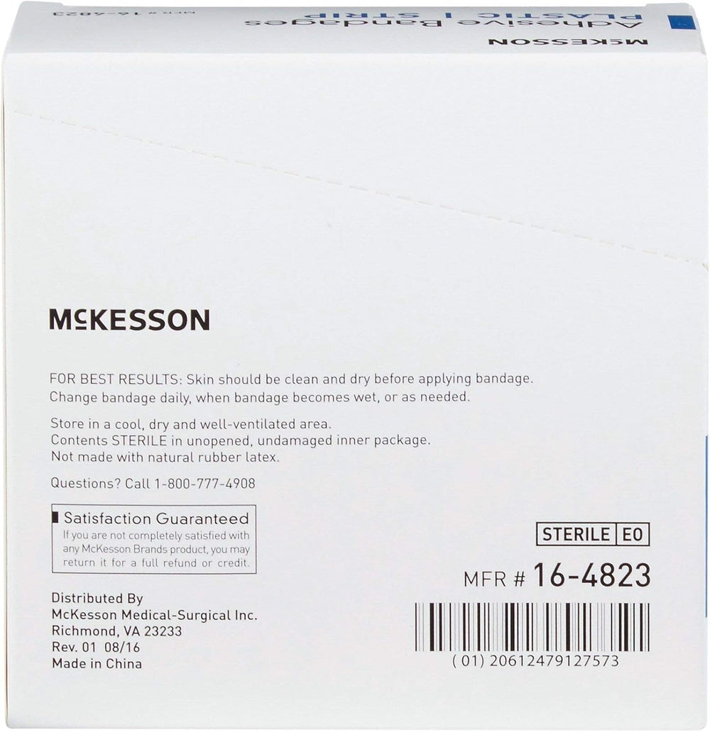 McKesson Adhesive Bandages, Sterile, Plastic, Tan, 3/4 x 3 in, 100 ct