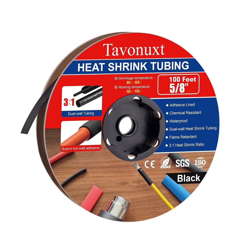 5/8" 100ft 3:1 Heat Shrink Tubing with Adhesive Lining - Marine Grade, I...