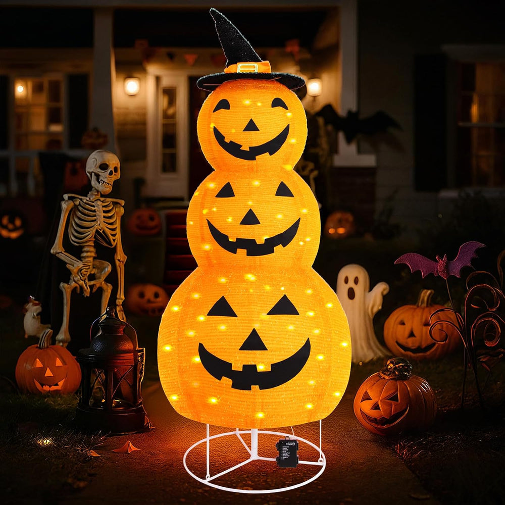 Halloween Pumpkin Decorations, Battery Operated Pre-Lit Collapsible Jack-o-La...