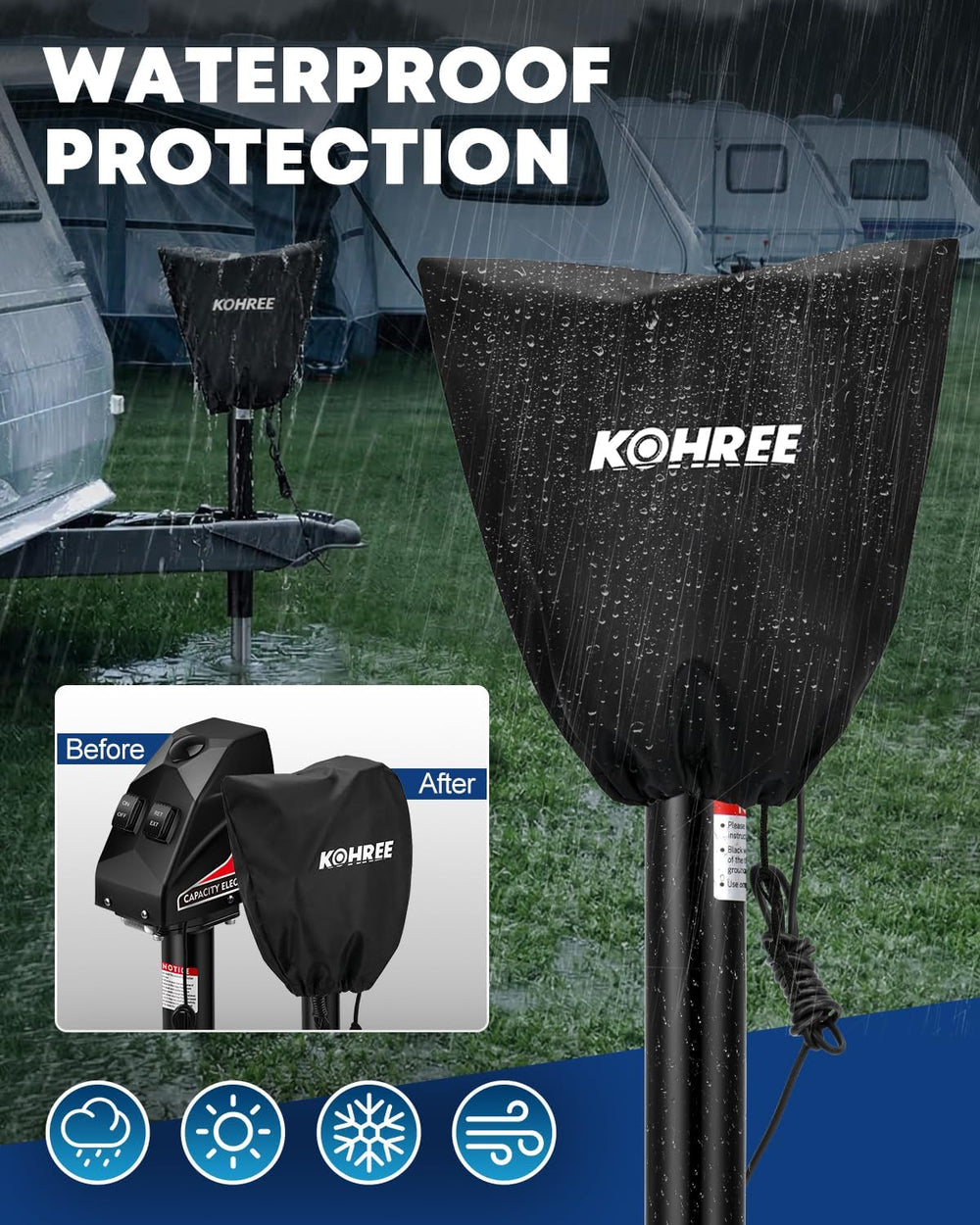 Kohree Electric Trailer Jack 4000lbs, Heavy Duty RV Electric Power Tongue Jac...