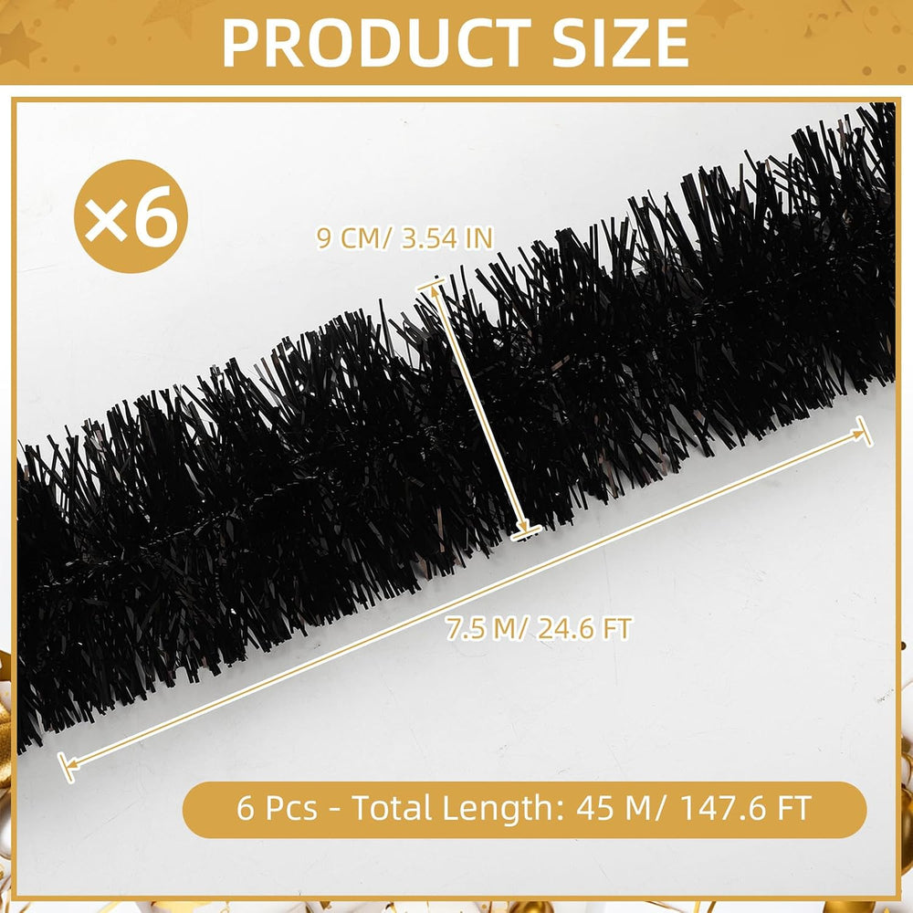 150 FT Black Tinsel Garland - Holiday Tinsel Garland for Christmas, Halloween...