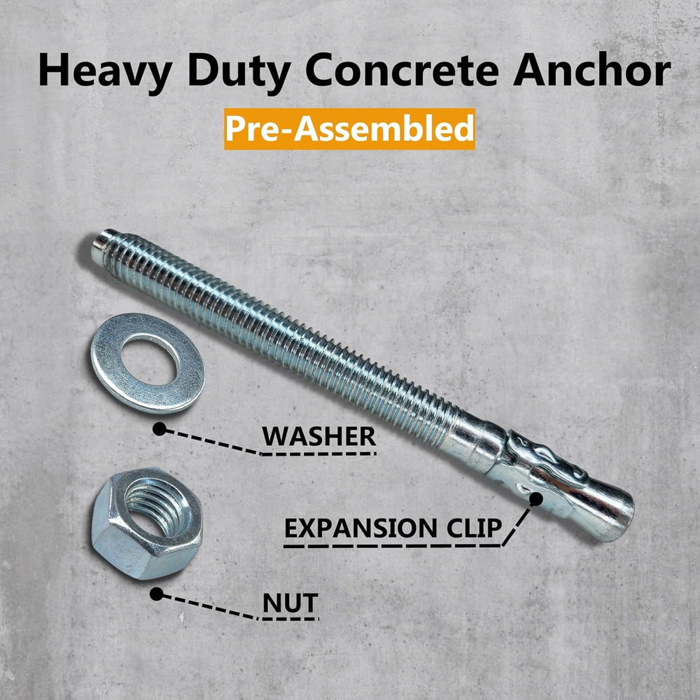 Party Animals 5/8 x 8-1/2 Inch Wedge Anchor, 10 PCs Zinc-Plated Industrial An...