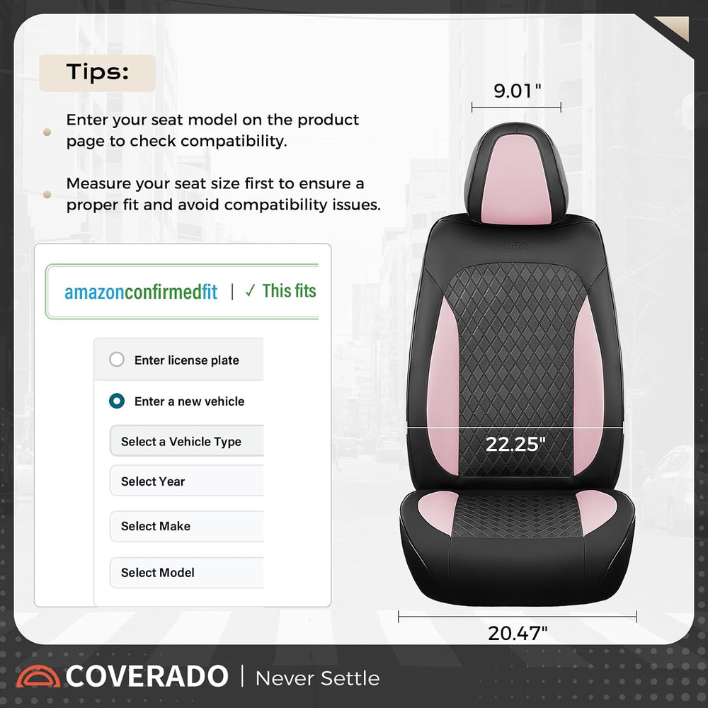 Coverado Car Seat Covers Full Set, Leather Seat Covers for Cars, Waterproof C...