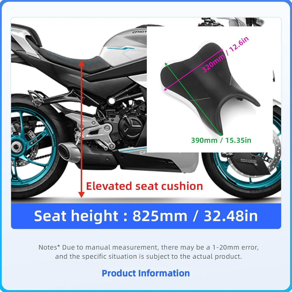 Upgraded Motorcycle Driver Tall Seat Pad for CFMOTO, Soft Leather, Black | Co...