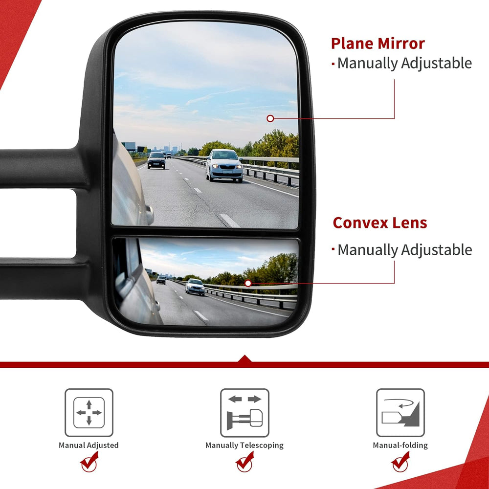 Towing Mirrors for 88-98 Chevy GMC C/K 1500 2500 3500 Pickup Pair Set Manual ...