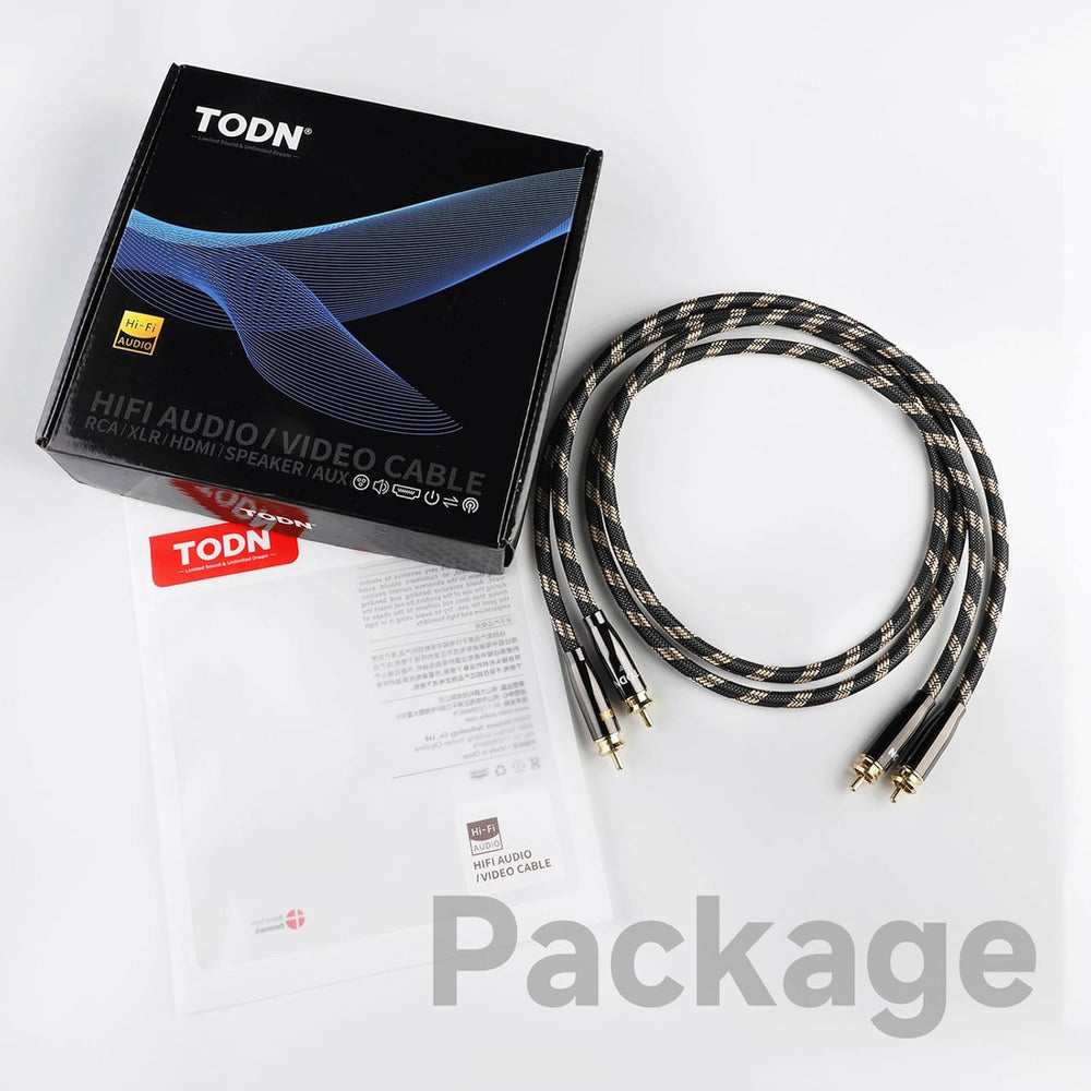 TODN Audiophile RCA Cables 10ft OCC Dual Shielded for HiFi Stereo Audio