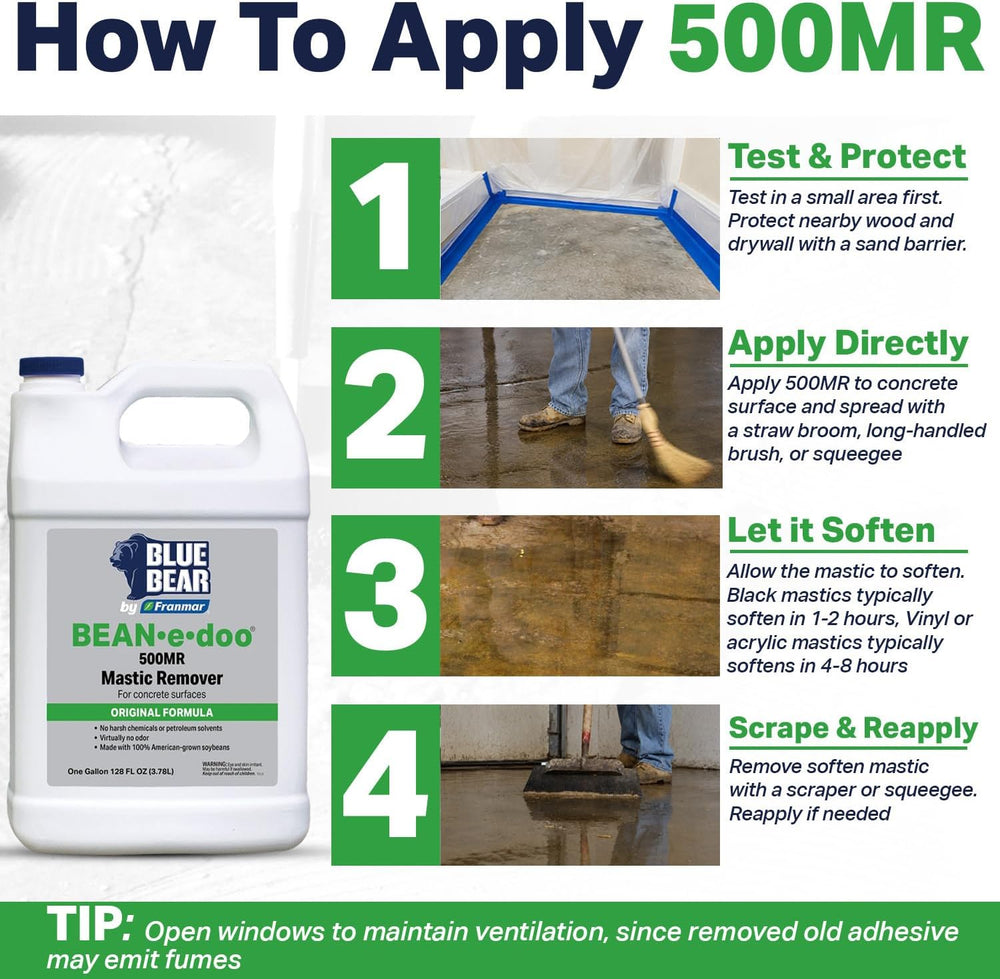 Blue Bear 500MR: BEAN-e-doo Mastic and Adhesive Remover for Concrete 1 Gal