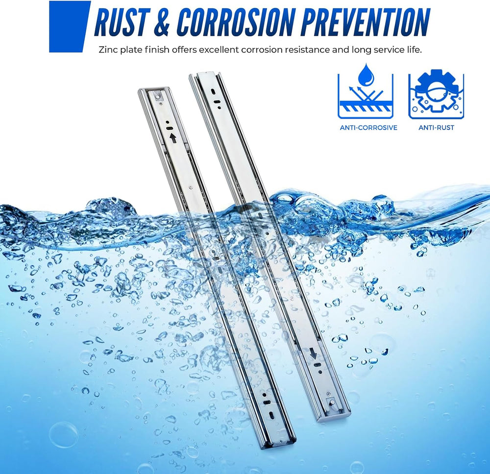 10 Pairs Soft Close Drawer Slides 20 Inches Heavy Duty Side Mount Metal Ball ...